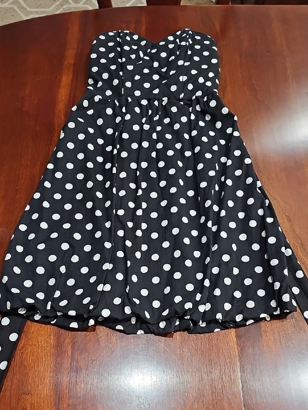 Xhilaration Black and White Polka Dot Strapless Dress